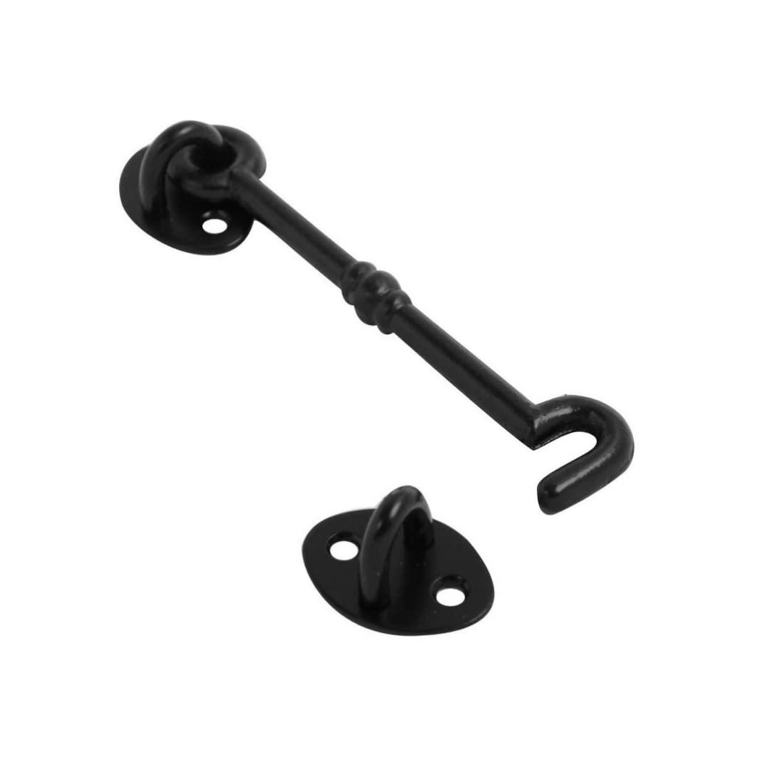 Vibe Black Cabin Hook Twisted 150Mm On Gate Latch, Door Latch, Door Hook, Hook And Eye Latch, Garden Gate Latch, Door Catch, Gate Latches For Internal And External Doors
