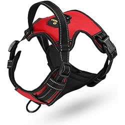 Linea De Sujecion Arnes Arnes Perro Antitirones Pequeño Mediano Grande Arnés Pecho Perros Coche con Control de Manija y Linea Reflectante, Ajustable Cómodo Acolchado Arnes Chaleco Perro para Adiesreamiento(Rojo, L)