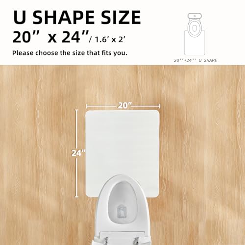 Toilet Rug, Thin Toilet Rugs U Shaped Washable Non Slip Absorbent Quick Dry Low Pile Toilet Mat, 20"x24" U Shape White