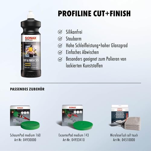 SONAX PROFILINE Cut+Finish (1 Liter) zur schnellen Beseitigung von Fehlstellen nach der...