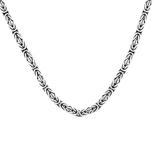 Length 22 5Mm Mens Round Byzantine Handmade Bali 925 Sterling Silver Chain Necklace With Removable Endcap For Pendants #TOP1