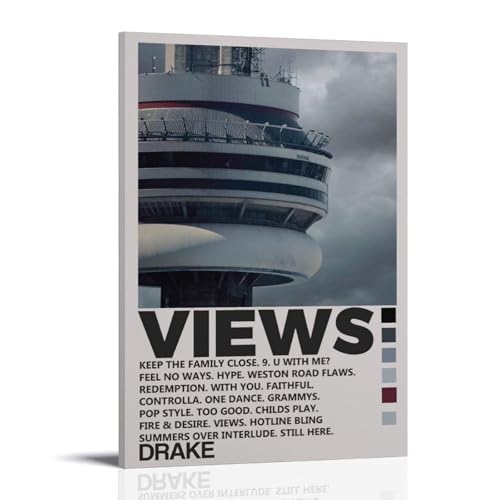 Views-Drake - Póster decorativo moderno ultra transparente para pared, decoración artística exquisita adecuada para oficina, sala de estar y habitación, estilo marco de 60 x 90 cm