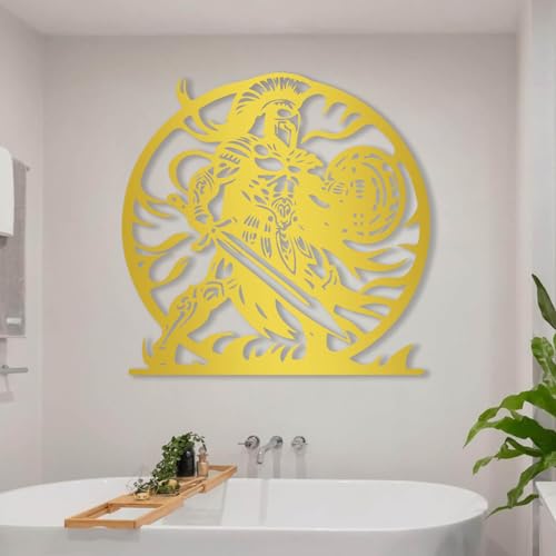 Décoration murale métal combat guerrier grec pour mur vide - 3