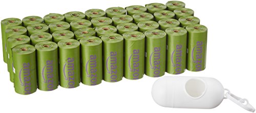 AmazonBasics Scented Dog Poop Bags with Dispenser and Leash Clip, 9 x 13