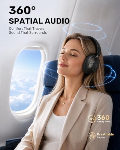 Image of Boean Active Noise Cancelling Headphones, Bluetooth 6.0 Wireless Headphones with 120H Playtime, Soft Foam Over Ear Headphones with 360 HD Audio & 5 ENC Mics, Deep Bass Stereo Headset for Travel Game