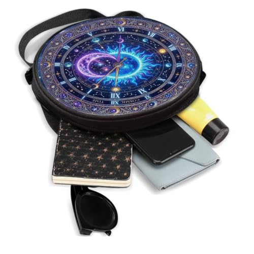 Image of Women Novelty Round Clock Shape Zippered Clock Purses for Women Tote Handbag Shoulder Bag, Gift for Mom Girlfriend