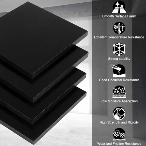 Image of 2 Pcs Black Delrin /Acetal Plastic Sheet 1 /2 inch Thick, 6 inch x 6 inch Sheet | Gears Parts, Decor, DIY Projects Gears, Bushings & Sliding Parts, Wear Resistant Low Friction Sheet Machining Precision Parts