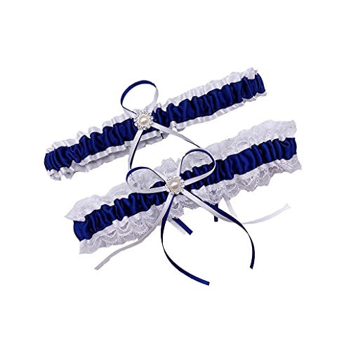 JustMyDress Women Wedding Bridal Legs Garter Set Bridal Garters Lace Belt with Toss Away JW20 (-Navy Blue-),One Size