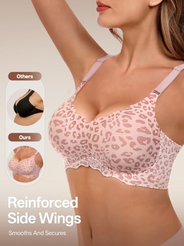 Image of Angelhood Seamless Jelly Bras for Women Wireless Push Up T-Shirt Bra Pack | Full Coverage, V Neck, No Underwire, Everyday Comfort, Convertible Bralettes, Supportive, Back Smoothing, Scalloped Brassiere