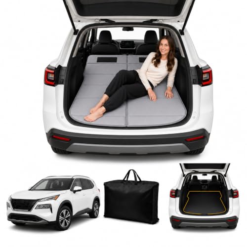 Image of Car Mattress for Rogue 2021-2026, Upgraded Non-Inflatable Thickened Foam SUV Car Camping Mattress, Foldable Trunk Sleeping Pad Car Bed Mattress for Road Trips Camping Travel