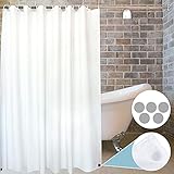 YOLOPLUS+ Shower Curtain Liner White 80 x 80 Inch Weighted Hem Extra Long Polyester Fabric with 12...