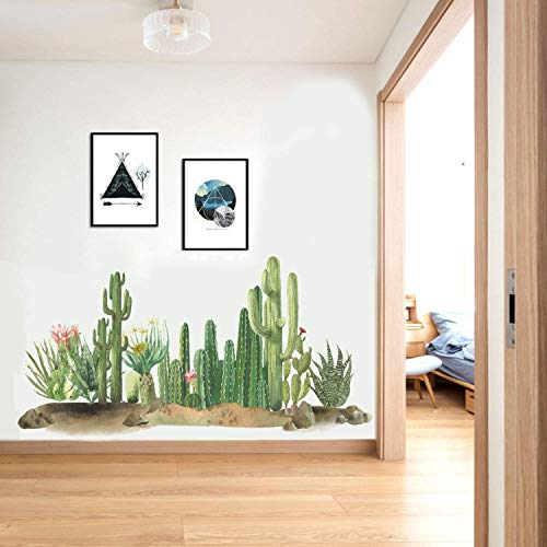 Green Cactus Dune Wall Decals Tropical Plant Wall Stickers Diy Peel And Stick Art Murals For Kids Room Bedroom Living Room Bathroom Kitchen Office Home Decoration(Cactus) #TOP1