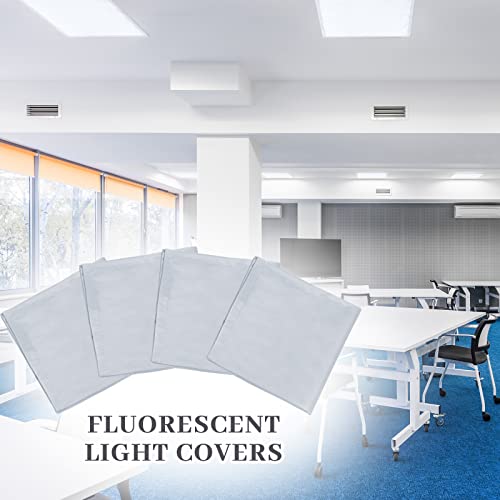 Image of Hortsun Pack of 2 Fluorescent Light Covers 4 x 2 Feet Magnetic Ceiling Light Cover Room Supplies for Home Office(Pure Gray)