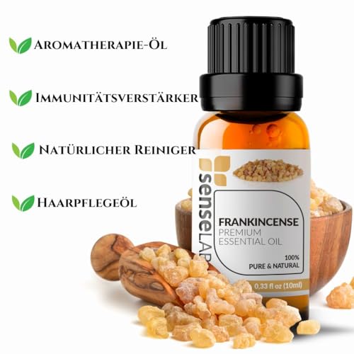 Ätherisches Weihrauchöl - 100% Reines, Natürliches Weihrauchöl Für Den Therapeutischen Einsatz - für Diffusor und Luftbefeuchter - Meditationsöl - Hautpflegeöl (10 ml)