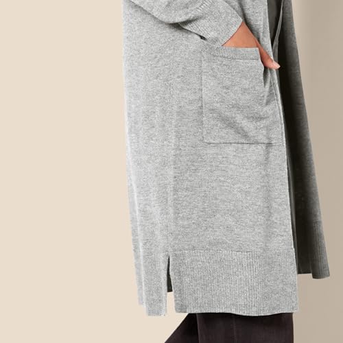Amazon Essentials Damen Leichter, Länger Geschnittener, Langärmliger Cardigan-Pullover Mit Offener Vorderseite (In Übergröße Erhältlich), Hellgrau Meliert, S