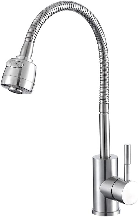 baokemo304 stainless steel kitchen faucet 360-Degree Rotating Kitchen Faucet Double Outlet Water Cooling and Hot Function Faucet (silver)