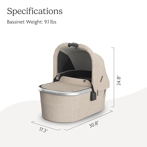 UPPAbaby Bassinet V3 - Compatible with Vista, Cruz, Ridge Strollers - Overnight Sleep Solution - Mattress, Sheet and Bug Shield Included - Declan (Oat Mélange/Silver Frame) by UPPAbaby - Image 7