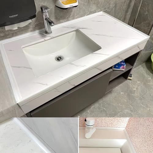 WOLAIYE Waschbeckenstopper, Duschschwellenstopper, Abdichtungsstreifen für das Badezimmer, Faltbarer Silikonstreifen, dekorative Spritzschutzleiste (Weiß-2M)