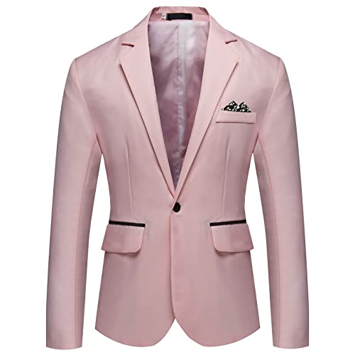 Men's Blazer Banquet Suit Jacket One Button Work Notched Lapel Classic Fit Pocket Wedding Dinner Lightweight Sport Coat