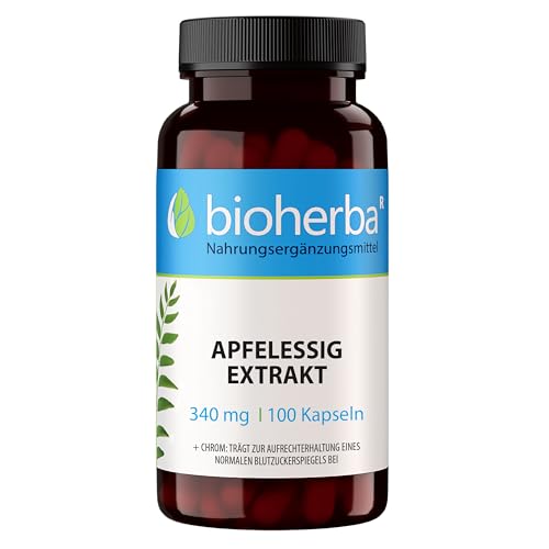 Apfelessig Kapseln – 100 Stück 340 mg pro Kapsel mit Chrom laborgeprüft von BIOHERBA PZN 19642818