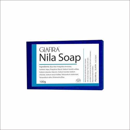 Image of Glafira Moroccan Nila Blue Soap Bar, with Kojic Acid and Neela Powder, Brightening, Detoxifying, Skin Tone Evener, Dark Spot Fading