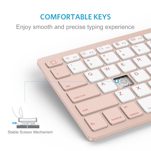 Image of OMOTON Bluetooth Keyboard Compatible with iPad A16 11th 10th Generation, iPad 10.2 (9th /8th /7th), iPad Pro 13 /12.9 /11 inch, iPad Air /Mini and More iOS Devices, Pink & Pearl White