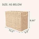 YAHUAN Foldable Woven Paper Rope Storage Basket Magazine Basket with Built-in Handles, Magazine Rack Floor, Hand-woven Book Basket Newspaper Holder for Living Room, Bedroom, Office (Paper rope) - Image 2