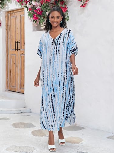 Image of Kaftan Dresses for Women Plus Size Bathing Suit Cover up Caftan Maxi Beach Dresses