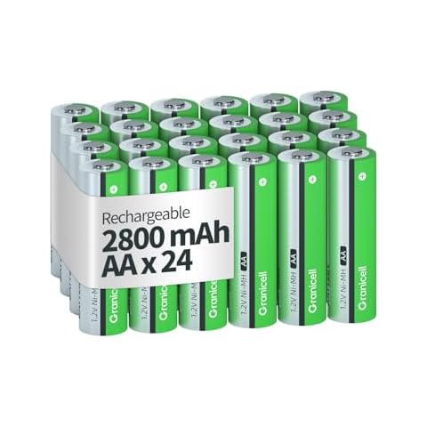 Granicell AA Rechargeable Batteries 2800 mAh High Capacity 1500 Cycle,1.2V NiMH Low Self Discharge AA Battery,24 Pack Cover