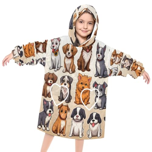 Pardick Wearable Blanket Hoodie for Kids, Small Dog Fleece Sweatshirt Blanket Oversized Blanket Sweatshirt with Pocket Flannel Warm Hooded Blanket 6-10 Year Old Girl Boy Gift, One Size