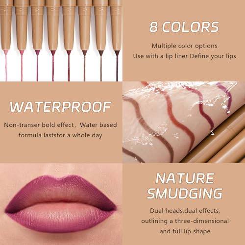 Image of Matte Lip Liner Pencil, Long-Lasting Creamy Formula with Silicone Smudger, Waterproof Non-Staining Crayon for Lip Contouring, Plump Define Sculpting 03#