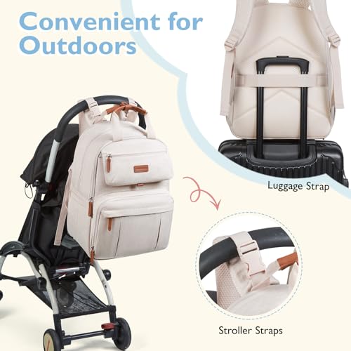 Mommore Diaper Bag Backpack, Large Diaper Bag Expandable For 2 Kids/Twins, Durable Baby Bag With Changing Pad, Water Resistant Travel Diaper Backpack For Mom Dad thumb #5