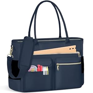 RAINSMORE Lehrertasche Damen Groß Laptoptasche 15.6 Zoll Arbeitstasche mit Isolierter Tasche Uni Krankenschwester Tasche für Arbeit Schule Büro Business Universität Dunkelblau