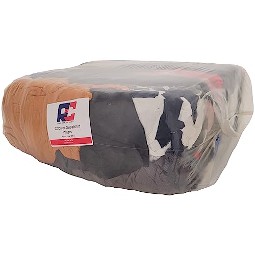 R&C Components Ltd Industrial Cotton Wipers Mixed Colour Bag of Rags 10KG Large Pack - 10kg Bag of Sweatshirt Rags