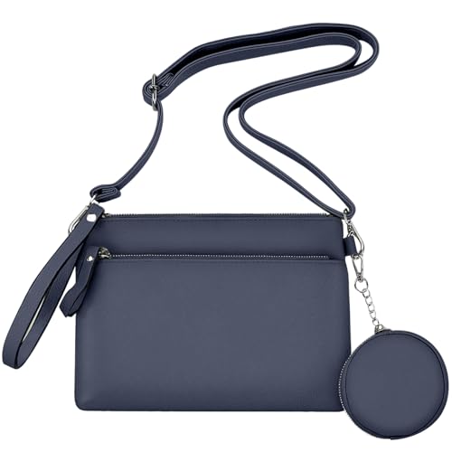 Glamexx24 Bolso bandolera de piel sintética para mujer, bolso cruzado con monedero pequeño, correa de hombro ajustable extraíble, bolso moderno para mujer, Deep Dark Blue