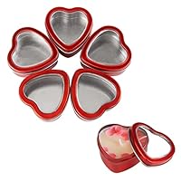 YiliYa 6 Stück Kerzendosen, Kerzen Dosen, Kerzenbehälter Kerzengläser Runde Kerzengläser Schraubdeckel Metalldosen für Kerzen, DIY, Handwerk, Schmuck, Kosmetik DIY-Kerzenherstellungszubehör（Herzform）