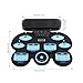 Roll Up Drum Pad Machine Dual Speakers Rechargeable Silicone Hand Rolled Drum Pad with Folding Pedal