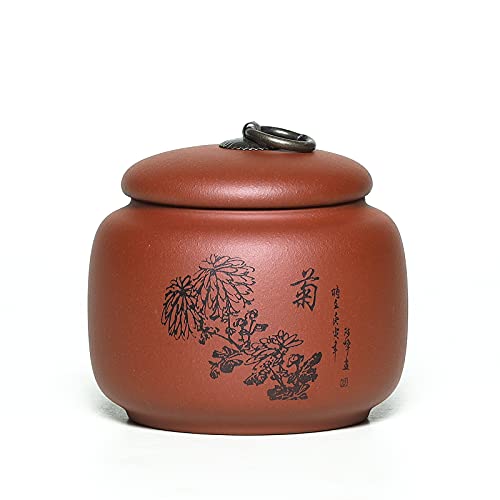 SILINE Yixing Clay Jar 17.5 Oz,Zisha Loose Leaf Tea Storage Canister Pot,Keep Bulk Tea Tidy and Fresh