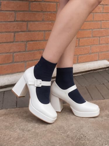 Image of Women's Mary Jane Platform Heels Chunky Block Heel Pumps