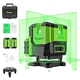 LÁSER VERDE MÁS BRILLANTE & MODO DE PULSO: Este nivel láser de varias líneas adopta la unidad láser verde brillante de Osram, que es resistente a los cambios de temperatura y tiene una mayor estabilidad. A la misma potencia, el láser verde más brillante que rojo, con un rango de trabajo hasta 30 m (300LUX) .El precisión ± 3 mm dentro de 10 m. El modo de pulso permite extender el alcance del láser hasta 60 m trabaja con Huepar detector láser .