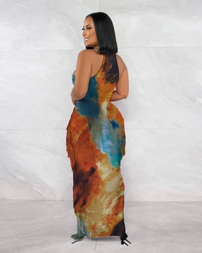 2 Piece Outfits for Women Sexy Crop Top Ruched Bodycon Maxi Dresses Fringe Skirt Sets Night Club Jumpsuits4