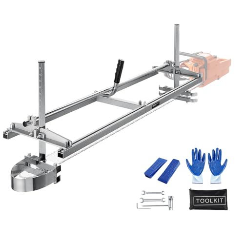VEVOR Chainsaw Mill, Portable Sawmill 14"-48" Guide Bar, Galvanized Steel Chainsaw Planking Mill with 0.2"-11.81" Cutting Thickness, Wood Lumber Cross Cutting Saw Mill for Builders and Woodworkers