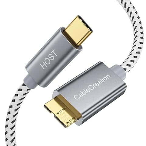 CableCreation 1M pleciony kabel USB typu C do micro USB 3.1 (Gen2/10 Gb/s), zewnętrzny dysk twardy USB C, kompatybilny z MacBook(Pro), Dell XPS, Pixel, Huawei, OnePlus, Samsung itp., szary