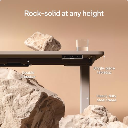 Image of Desktronic HomePro Standing Desk 48x24 - Made in Europe, Ergonomic Sit Stand Home Office Desk, Electric Height Adjustable, Dual Motor, USB & USB-C Charging, Wobble-Free, Touchscreen, 3 Memory Presets