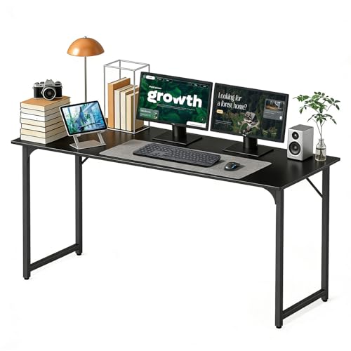 Image of BestOffice Computer Desk,Home Office Desk, Modern Simple Style for Home Office Study Writing (Black, 55 Inch)