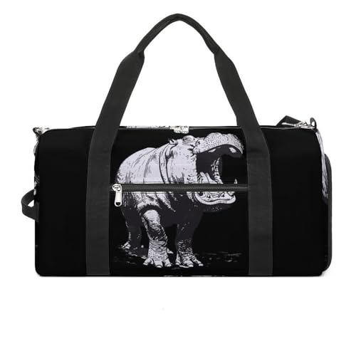 Hippo Print Funny Gym Bag Travel Duffel Bags Carry On Weekender Overnight Bag for Women Men