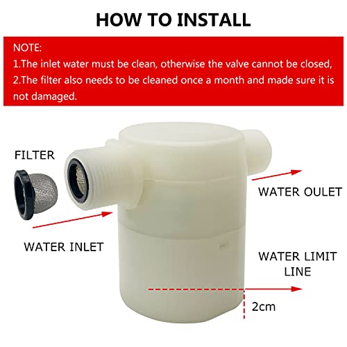 Image of Water Float Valve, Water Level Control Water Tank Traditional Float Valve Upgrade 2 PCS(3 /4 inch, side inlet)
