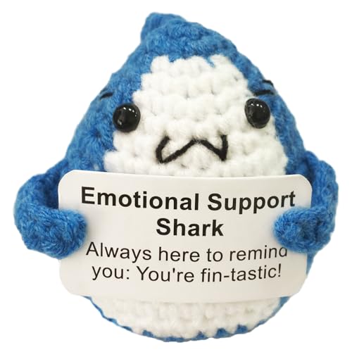 WUXTANGZ Emotional Support Shark - Small Stuffed Animal Shark for Adults Desk Cute Soft Plushie for Office Bedroom Decor Anxiety Relief Gifts for Women Men Best Friend