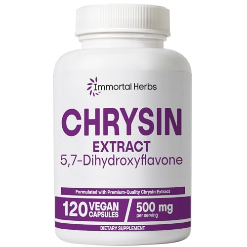 Image of Chrysin Supplement 500mg, 120 Pills, Passion Flower Extract Powder, 5,7-Dihydroxyflavone, Non-GMO and Gluten-Free Chrysin Supplement for Men and Women