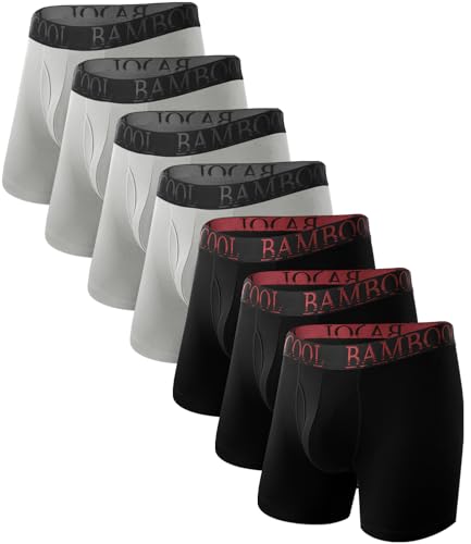 Image of BAMBOO COOL Men's Underwear Boxer Briefs Fly with Built-in 3D Pouch Comfortable Cool Underwear for Men 4 Pack